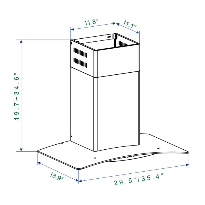 Winflo 30" 475 CFM Convertible Wall Mount Range Hoodin Stainless Steel